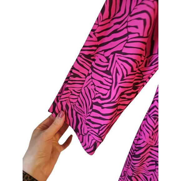 Jude Connally sz small pink purple zebra Jude Cloth mandarin collar shift dress - Picture 2 of 6